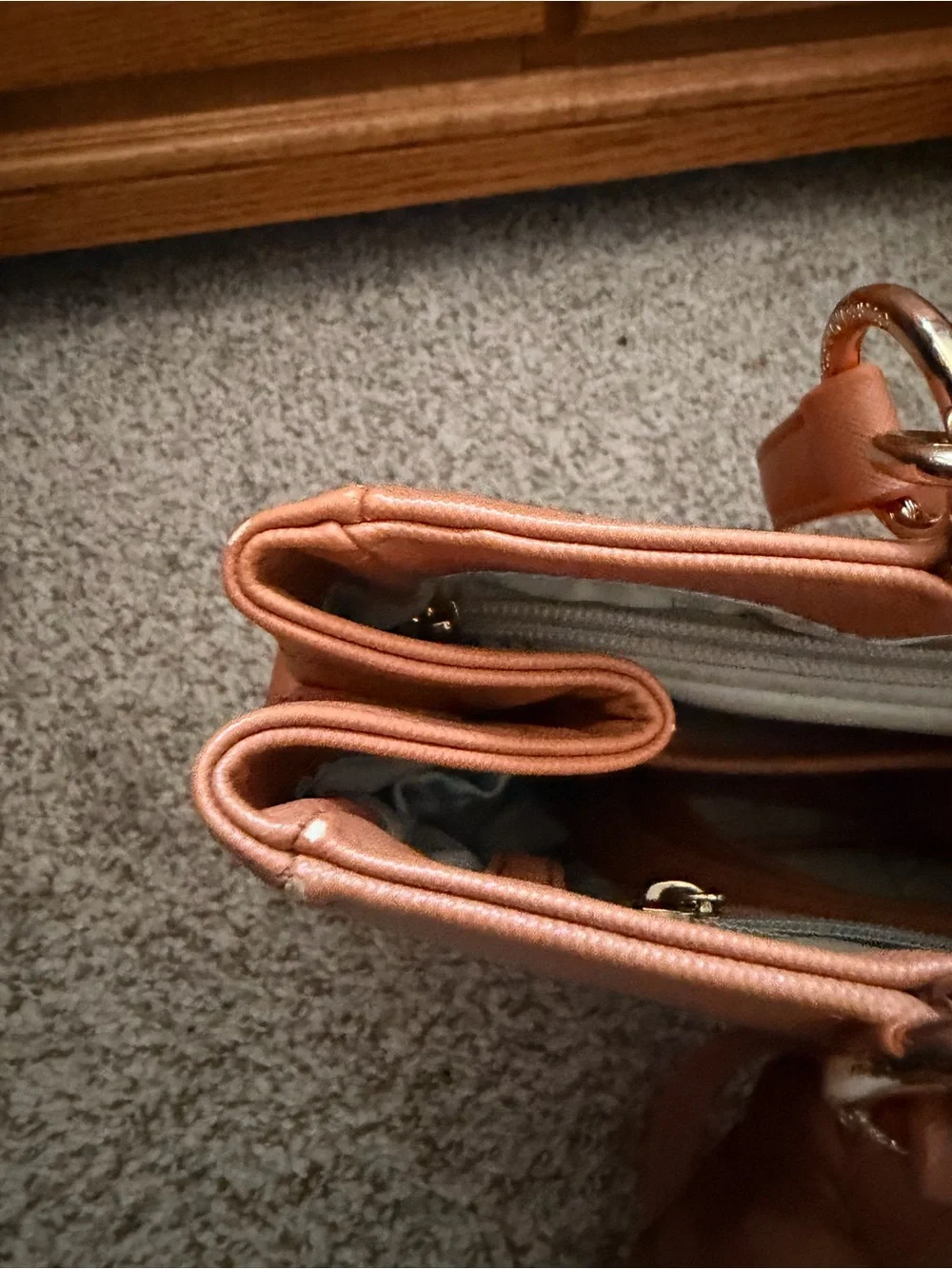 Tan Saffiano Structured Laptop Tote with Silver Accents